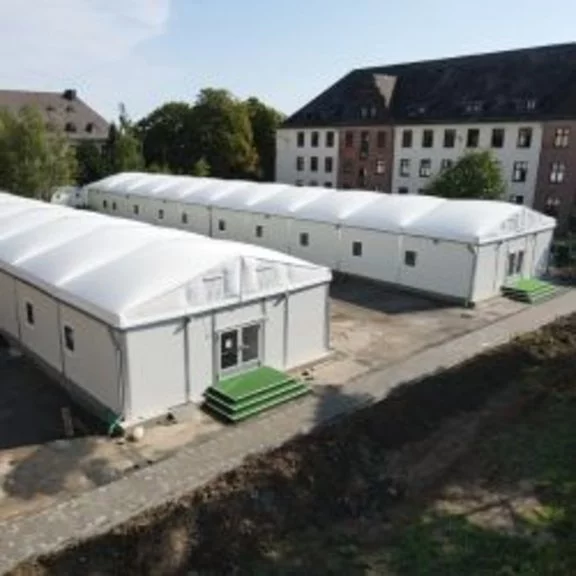 Two accommodation halls for refugees - built for the Wetterau district in Friedberg