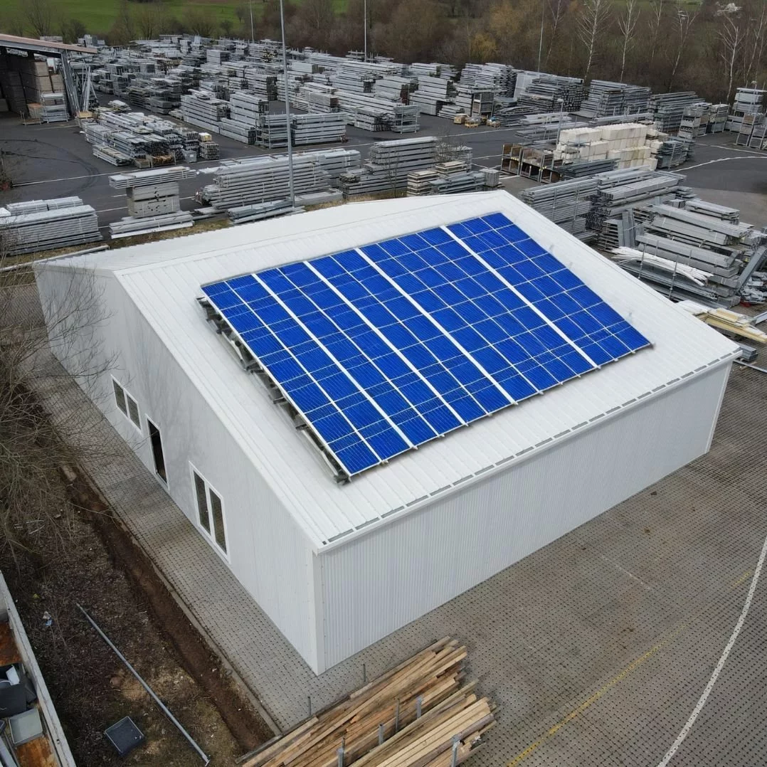 Storage Hall with solar panels on the roof